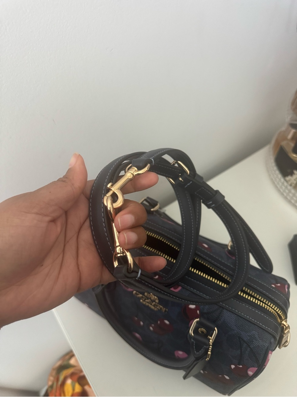 NWT Coach Rowan Satchel Cherry Signature Canvas | NWOT Snap Wallet & Charm - Picture 7 of 10